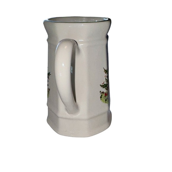 White Christmas Tree Cream Pitcher Ceramic Green Rim Holiday Decor vintage - Picture 5 of 7